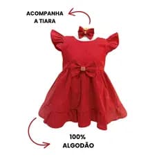 Vestido Infantil Bebê Menina com Tiara Algodão Roupa bebe
