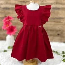 Vestido menina 100% algodão forrado 12 a 18 meses luxuoso tricoline