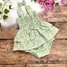 Body Vestido Bebe Menina 100% algodão tiara Tamanho 4 a 16 meses
