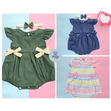 Kit 3 Macaquinho Roupa de Bebê tricoline 100% algodão diversas cores