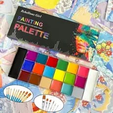 Veronni 20 Cores Pintura A Óleo Com Pincéis Conjunto Profissional Não Tóxico Kit De Paleta De Facial Para Halloween Cosp