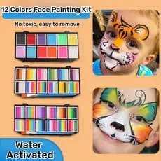 12 Grades Cores Pintura Facial Corporal Maquiagem Arco-Íris À Base De Água Conjunto De Colorida Paleta De Natal Para Adu