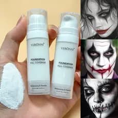 VERONNI Base Branca Luz Líquida Bege Brilho Matiz Líquido Cosplay Branco Puro Personagem Role Play , Carnaval , Hallowee