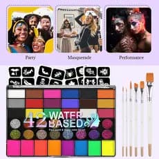 VERONNI Conjunto De Pintura Corporal Facial De 42 Cores , Maquiagem Artística Neon UV Solúvel Em Água , Festivais De Gli