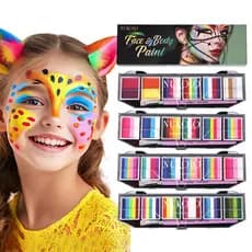 Paleta De Pintura Facial E Corporal Listrada À Base De Água De 6 Grades Com Pincel Ideal Para Festas De Festivais , Hall