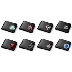 Carteira Masculina Couro Sintético Estilo Futebol Compacta Moderna