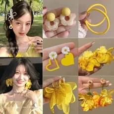 Brincos Pendentes de Flor em Malha da Série Amarela para Mulheres, Elegantes, Luxuosos, Brincos de Alta Qualidade