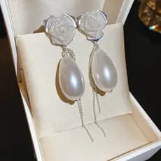 Brincos de Prata em Forma de Gota de Água Simples com Flor Oval para Mulheres, Acessórios de Orelha Versáteis e Únicos