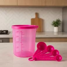 Kit Copo Medidor 400ml Com Tampa E 4 Colheres Medida Certa