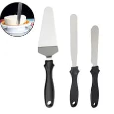 Espatula Confeiteiro Inox Cabo Plastico Com 3 Peças Sortidas