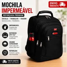 Mochila Impermeável Trabalho Notebook 15.6 Reforçada Grande Escolar Faculdade Viagem Masculina Feminina