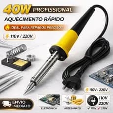 Ferro de Solda 40W Profissional 110V/220V – Artesanato, Eletrônica e Reparos de Precisão