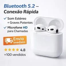 Fone Bluetooth AirPods 4 Bluetooth 5.2 Compatível IOS e Android