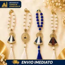 Terço Nossa Senhora Aparecida Luxo Retrovisor Carro Pingente Católico Azul