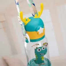Garrafa Infantil com Tampa de Alce + Canudo e Alça 600ml