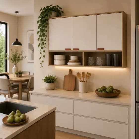 Armário Modular Suspenso com 3 Portas e Nicho Ideal para Cozinha, Lavanderia Pequena Área De Serviço Design Industrial