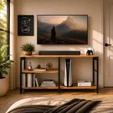 Rack Industrial Para TV Organizador Sala Quarto Aparador Com Prateleiras Decoração Moderna Multiuso