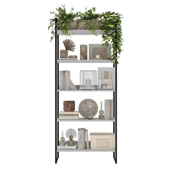 Estante Industrial com 5 Prateleiras de Ferro Preto e Madeira – Ideal para Home Office E Escritório Etranger 4.0