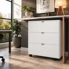 Gaveteiro 3 Gavetas com Rodinhas Industrial Organizador Compacto Multiuso para Quarto, Escritório e Home Office