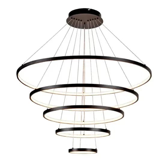Lustre Led Luminária Pendente 5 Arcos Moderno Anéis Bivolt 160W Com Controle Brinovar