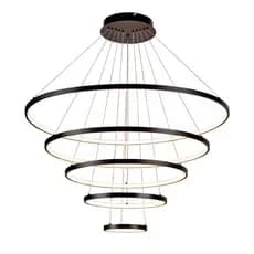 Lustre Led Luminária Pendente 5 Arcos Moderno Anéis Bivolt 160W Com Controle Brinovar