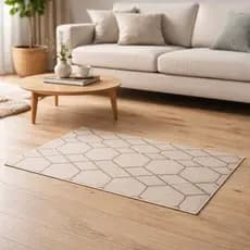 Tapete Decorativo Geométrico Hexagonal Bege 50x80cm Antiderrapante Lavável Moderno Sala Cozinha