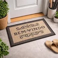 Tapete Capacho Bem-Vindo Rústico Chumbo Antiderrapante para Porta Entrada Casa