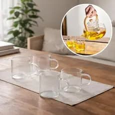 Kit 4 Xícaras de Vidro 100ml Transparente Chá Café Copo Resistente Elegante Cozinha