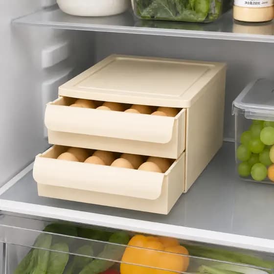 Porta Ovos 30 Unidades Dispenser Organizador De Geladeira Cor Creme