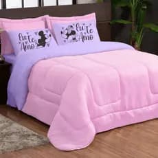 Edredom QUEEN Completo 3 Peças Microfibra Estampado com Porta Travesseiros Decorativo