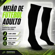 Meião de Futebol Adulto 38 ao 43 Preto jogador profissional modelo 2026 confortavel