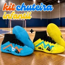 Chuteira infantil Futsal Salão Quadra jogador mirin colorida macia solado costurado botinha esporte