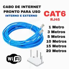 Cabo De Rede CAT6 RJ45 Internet Pc Notebook Roteador Smart Tv Games 1 3 5 10 15 20 Metros