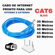 Cabo De Rede CAT6 RJ45 Internet Pc Notebook Roteador Smart Tv Games 30 35 40 45 50 Metros