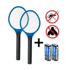 Kit 2 Raquete Mata Mosquito Mosca Pernilongo Dengue Verão Calor Cor Azul Acompanha Pilha