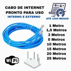 Cabo De Rede Azul RJ45 CAT5 Pc Notebook Roteador Smart Tv Game Tvbox 1/1,5/3/5/10/15/20/25 Metros