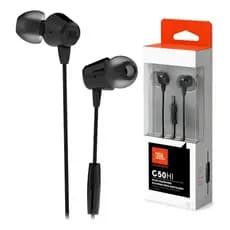 FONE DE OUVIDO IN EAR COM FIO E MICROFONE P3 JBL C50HI PRETO