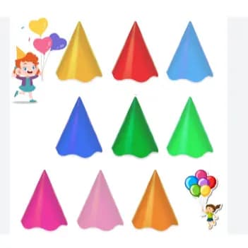 8 Chapéu Cone De Festa Infantil - Chapeuzinho Para Aniversário Cores Diversas