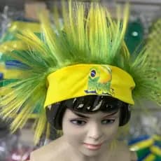Peruca Divertida Brasil Topete Com Faixa Festa Copa Do Mundo