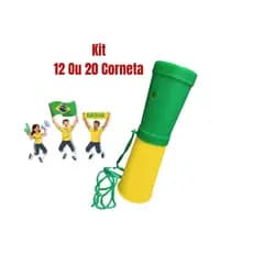 Kit 12 ou 20 Corneta 16 cm Brasil  Festa Copa Do Mundo Lembrancinha