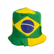 Chapéu Cartola Do Brasil Tecido Verde, Azul E Amarelo Copa Do Mundo 2026