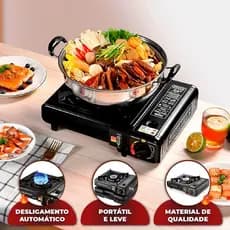 Fogareiro Gás Portátil Fogão Camping Acendedor Piezo Mesa Viagem Pequeno Grill Chapa Cozinha Rápido