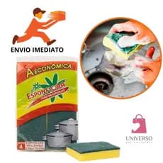 Esponja De Cozinha Bucha Lava Louça Dupla Face 4 Unidades