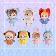 Boneco de Pelúcia Fofo BTS de 20cm BT21 Jimin Jungkook V com Roupas de Animal para Crianças e Fãs - Presente QFI1