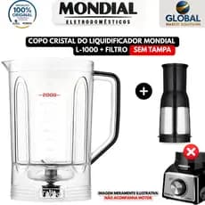 Copo do Liquidificador Mondial Sem Tampa  com Filtro Modelo L1000 L1100 L1200 Preto