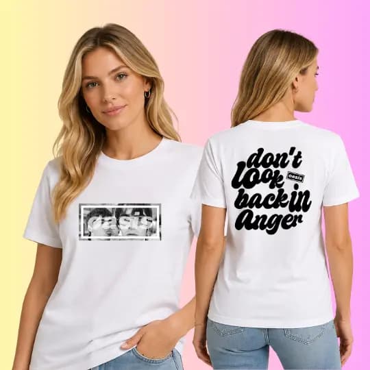 Tshirt Personalizada Da Banda Oasis Música Rock Don’t Look Back in Anger l Camiseta 100% Algodão Unissex