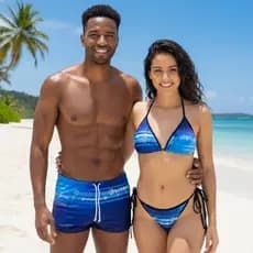 Kit Casal Biquíni Com Bojo Amarrar Sunga Masculina Com Forro Cordão Envio Imediato