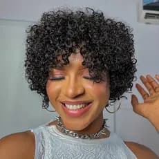 Pixie Corte Perucas De Cabelo Humano Curto Natural Afro Encaracolado Cor Preta