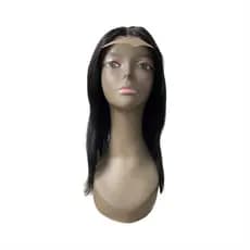 Perucas De Cabelo Humano Frente Do Laço Reto Bobo Natural Cor Preta 20/45cm