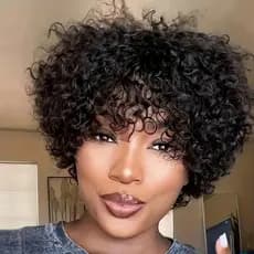 Cabelo Humano afro Encaracolado Perucas Curtas Não Australianas
